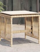 vidaXL Външни табуретки с възглавници 4 бр бежови 41x41x36см полиратан