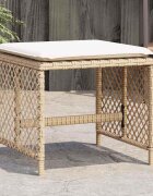 vidaXL Външни табуретки с възглавници 4 бр бежови 41x41x36см полиратан