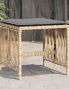 vidaXL Външни табуретки с възглавници 4 бр бежови 41x41x36см полиратан