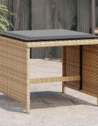 vidaXL Външни табуретки с възглавници 4 бр бежови 41x41x36см полиратан