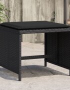 vidaXL Външни табуретки с възглавници 4 бр черни 40x40x35 см полиратан