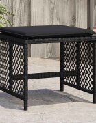 vidaXL Външни табуретки с възглавници 4 бр черни 41x41x36 см полиратан