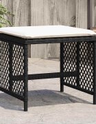 vidaXL Външни табуретки с възглавници 4 бр черни 41x41x36 см полиратан