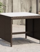 vidaXL Външни табуретки с възглавници 4 бр кафяв 40x40x35 см полиратан