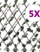 vidaXL Върбови огради хармоника 5 бр с изкуствени листа 180x90 см
