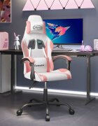 vidaXL Въртящ гейминг стол бяло и розово изкуствена кожа