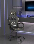 vidaXL Въртящ гейминг стол черно и камуфлаж изкуствена кожа