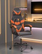 vidaXL Въртящ гейминг стол черно и оранжево изкуствена кожа
