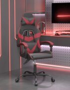 vidaXL Въртящ гейминг стол черно и виненочервено изкуствена кожа