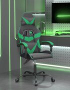 vidaXL Въртящ гейминг стол черно и зелено изкуствена кожа