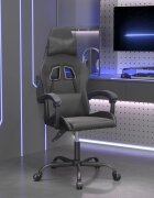vidaXL Въртящ гейминг стол черно изкуствена кожа