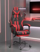 vidaXL Въртящ гейминг стол опора за крака черно-червен изкуствена кожа