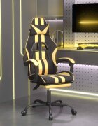 vidaXL Въртящ гейминг стол опора за крака черно-златен изкуствена кожа