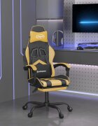 vidaXL Въртящ гейминг стол опора за крака черно-златен изкуствена кожа