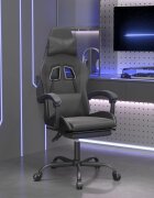 vidaXL Въртящ гейминг стол с опора за крака черен изкуствена кожа