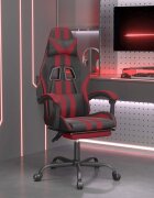 vidaXL Въртящ гейминг стол с подложка черно-червен изкуствена кожа