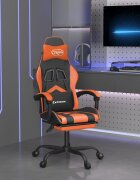 vidaXL Въртящ гейминг стол с подложка черно-оранжев изкуствена кожа