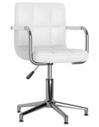 vidaXL Въртящ се трапезен стол бял изкуствена кожа