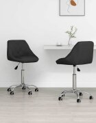 vidaXL Въртящи се трапезни столове 2 бр черни изкуствена кожа