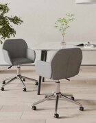 vidaXL Въртящи се трапезни столове 2 бр светлосиви текстил