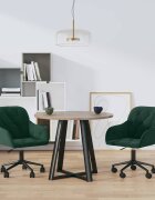 vidaXL Въртящи се трапезни столове 2 бр тъмнозелени кадифе
