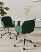vidaXL Въртящи се трапезни столове 2 бр тъмнозелени текстил