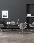 vidaXL Въртящи се трапезни столове 4 бр сиви текстил
