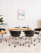 vidaXL Въртящи се трапезни столове 6 бр черни изкуствена кожа