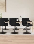 vidaXL Въртящи се трапезни столове 6 бр черни кадифе