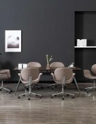 vidaXL Въртящи се трапезни столове 6 бр таупе текстил