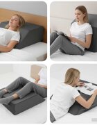 vidaXL Възглавничка за крака 63 x 52 x 19 см Твърд PU пяна Сив