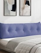 vidaXL Възглавница за гръб Дънково син 160 x 24 x 50 см текстил