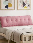vidaXL Възглавница за гръб Розово 160 x 50 cm Кордюрова тъкан