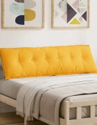 vidaXL Възглавница за гръб Светло жълто 160 x 50 cm Кордюрова тъкан