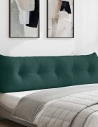 vidaXL Възглавница за гръб Тъмен зелен 160 x 24 x 50 см текстил