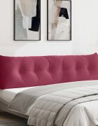 vidaXL Възглавница за гръб Виненочервен 180 x 24 x 50 см Кадифе