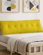 vidaXL Възглавница за гръб Жълто 160 x 50 cm Кордюрова тъкан