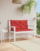 vidaXL Възглавница за градинска пейка червена 100x(50+50)x7 см оксфорд