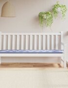 vidaXL Възглавница за градинска пейка синьо/бяло райе 200x50x3 см плат