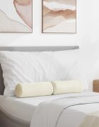 vidaXL Възглавници валяци 2 pcs Крем Ø 15 x 40 см Кордюрова тъкан