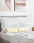 vidaXL Възглавници валяци 2 pcs Крем Ø 15 x 40 см Кордюрова тъкан