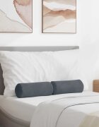 vidaXL Възглавници валяци 2 pcs Тъмен сив Ø 15 x 40 см Кордюрова тъкан