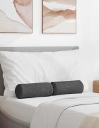 vidaXL Възглавници валяци 2 pcs Тъмен сив Ø 15 x 40 см Кордюрова тъкан