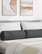 vidaXL Възглавници валяци 2 pcs Тъмен сив Ø 25 x 70 см Кордюрова тъкан