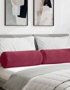 vidaXL Възглавници валяци 2 pcs Виненочервен Ø 25 x 70 см