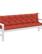 vidaXL Възглавници за градински пейки 2 бр червени 200x50x7 см плат