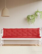vidaXL Възглавници за градински пейки 2 бр червено 200x50x7 см плат