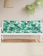 vidaXL Възглавници за градински пейки 2 бр с листа 180x50x7 см плат