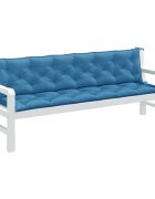 vidaXL Възглавници за градински пейки 2 бр сини 200x50x7 см плат