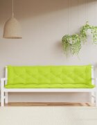 vidaXL Възглавници за градински пейки 2 бр Яркозелени 200x50x7 см плат